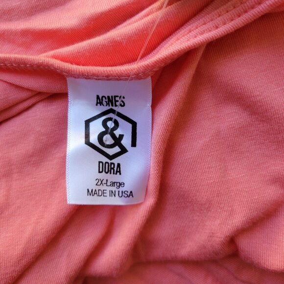 Agnes Dora Womens Top 2XL Plus Tee Short Sleeve Orange Lightweight PIN56E - Picture 9 of 10